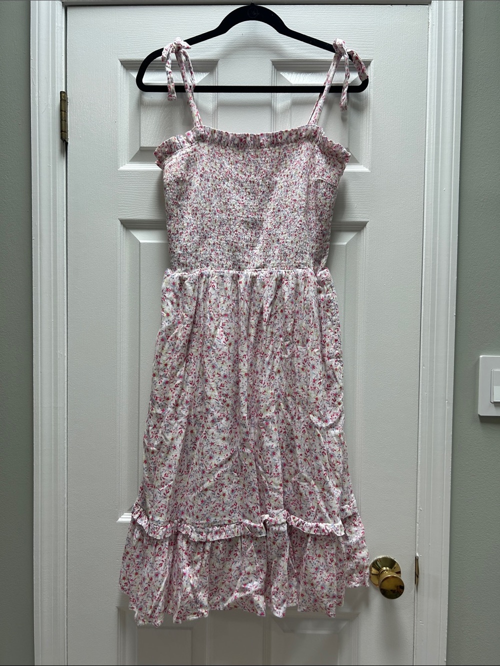 Draper James Pink Ditsy Floral Smocked Dress